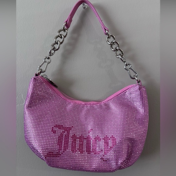 UK 🇬🇧 Exclusive Juicy Couture Pink Rhinestone Small Hobo Bag - Picture 1 of 5